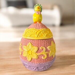 VINTAGE Easter Chick Cookie Jar – Pastel Egg Ceramic 11’ Inch Tall